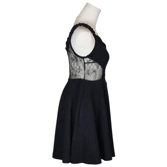 Free People Brooklyn Black Lace Back Mini Dress Textured Fit & Flare Small - Picture 6 of 12